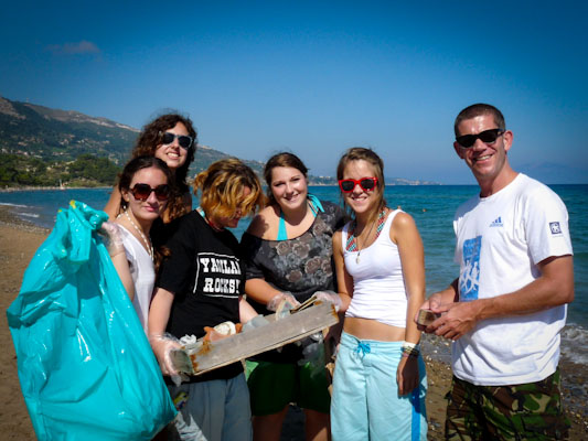 volunteer in zante zakynthos Greece with sea turtles on the beach